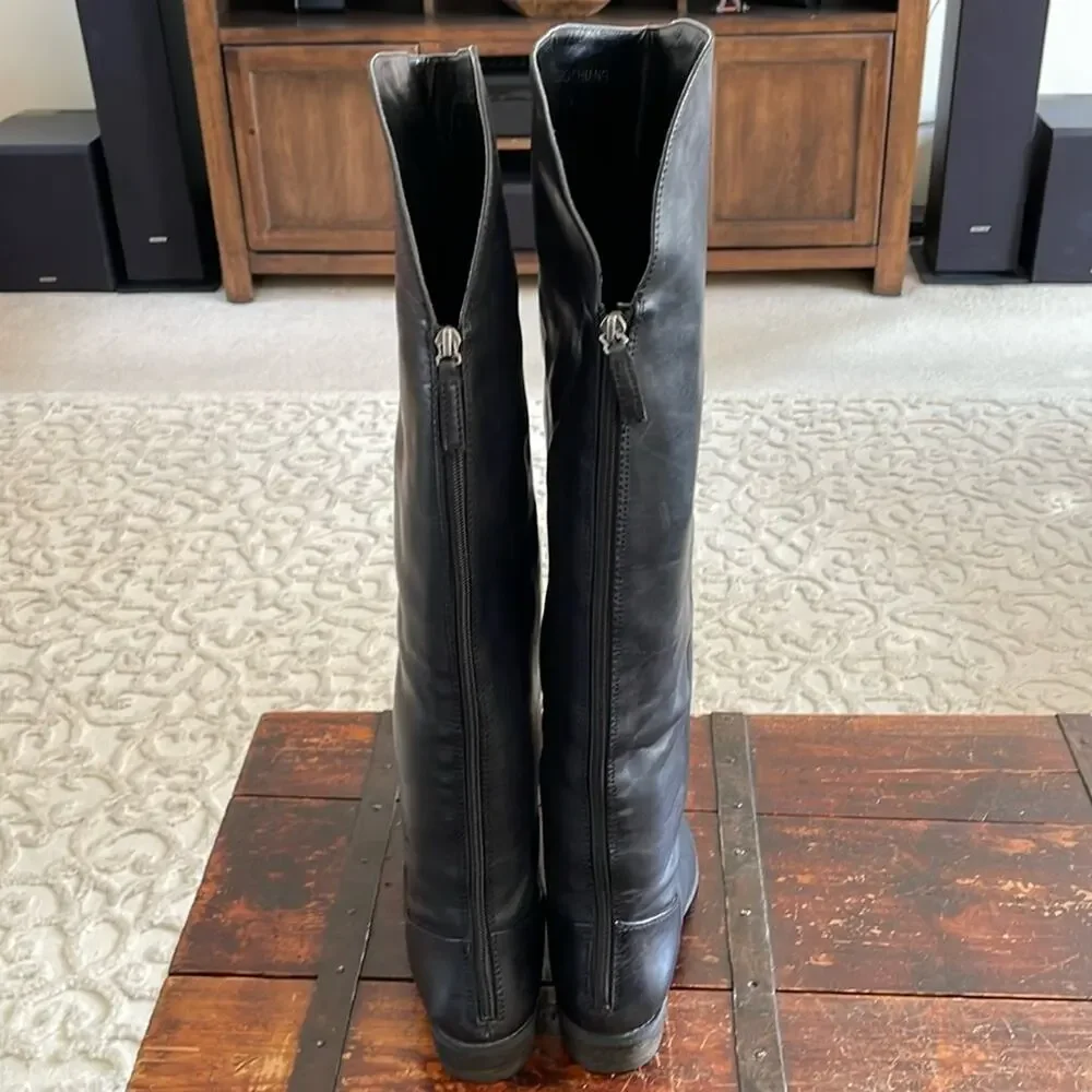 Arturo Chiang Black Leather Over The Knee Boots Size 7.5
